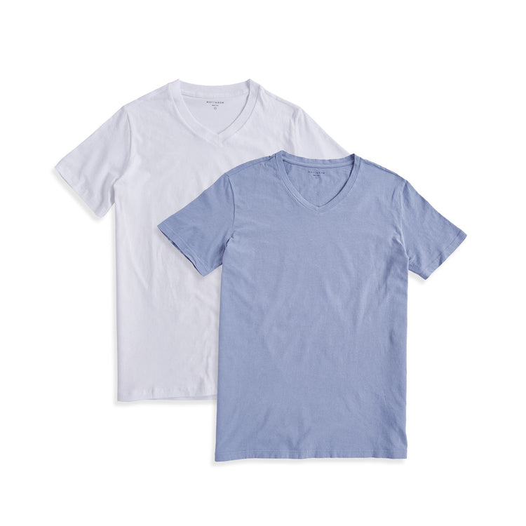 Men wearing White/California blue Classic V-Neck Driggs 2-Pack