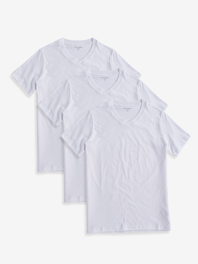 Men wearing Blanc/Blanc/Noir Classic V-Neck Driggs 3-Pack tees