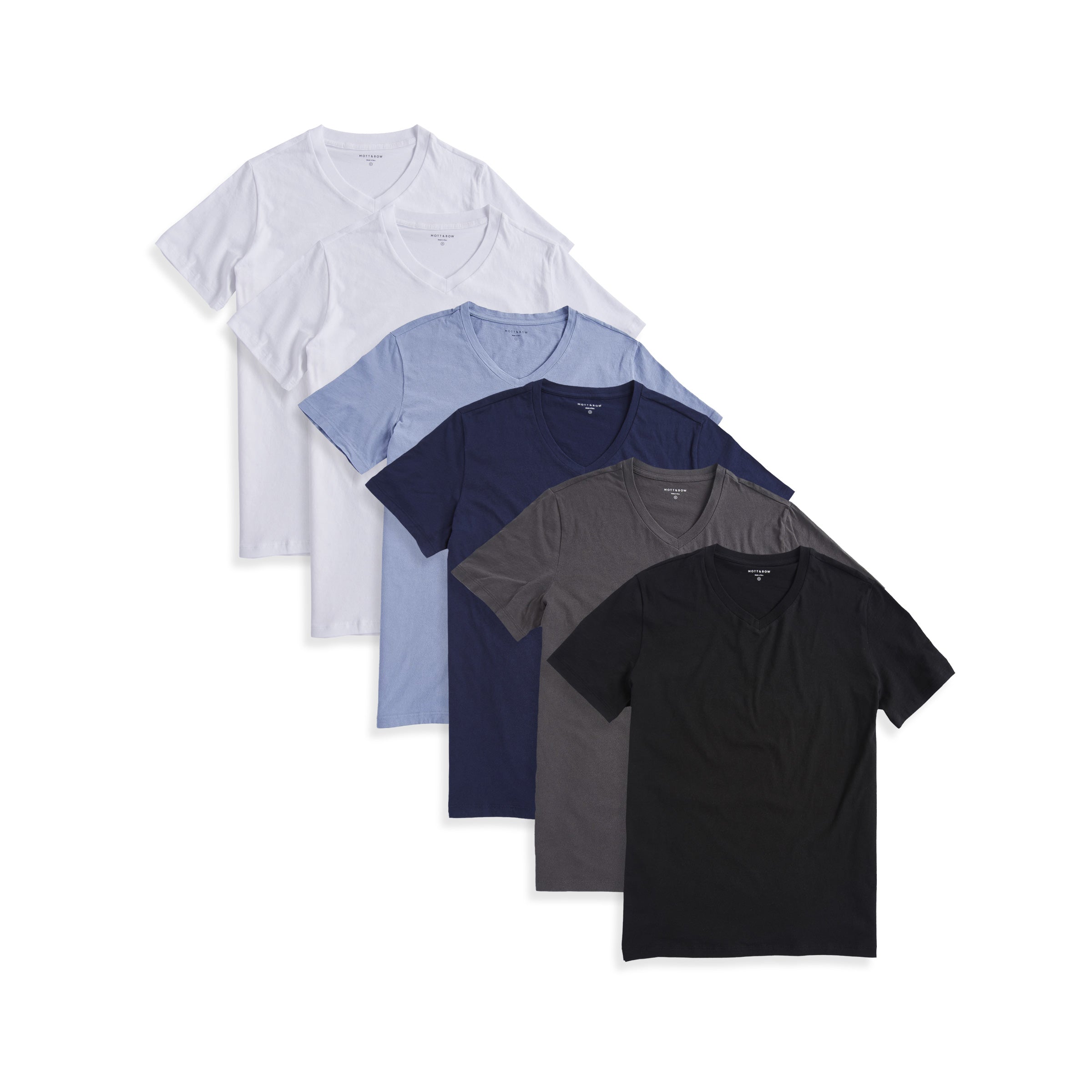  wearing White/White/California Blue/Navy/Dark Gray/Black Classic V-Neck Driggs 6-Pack