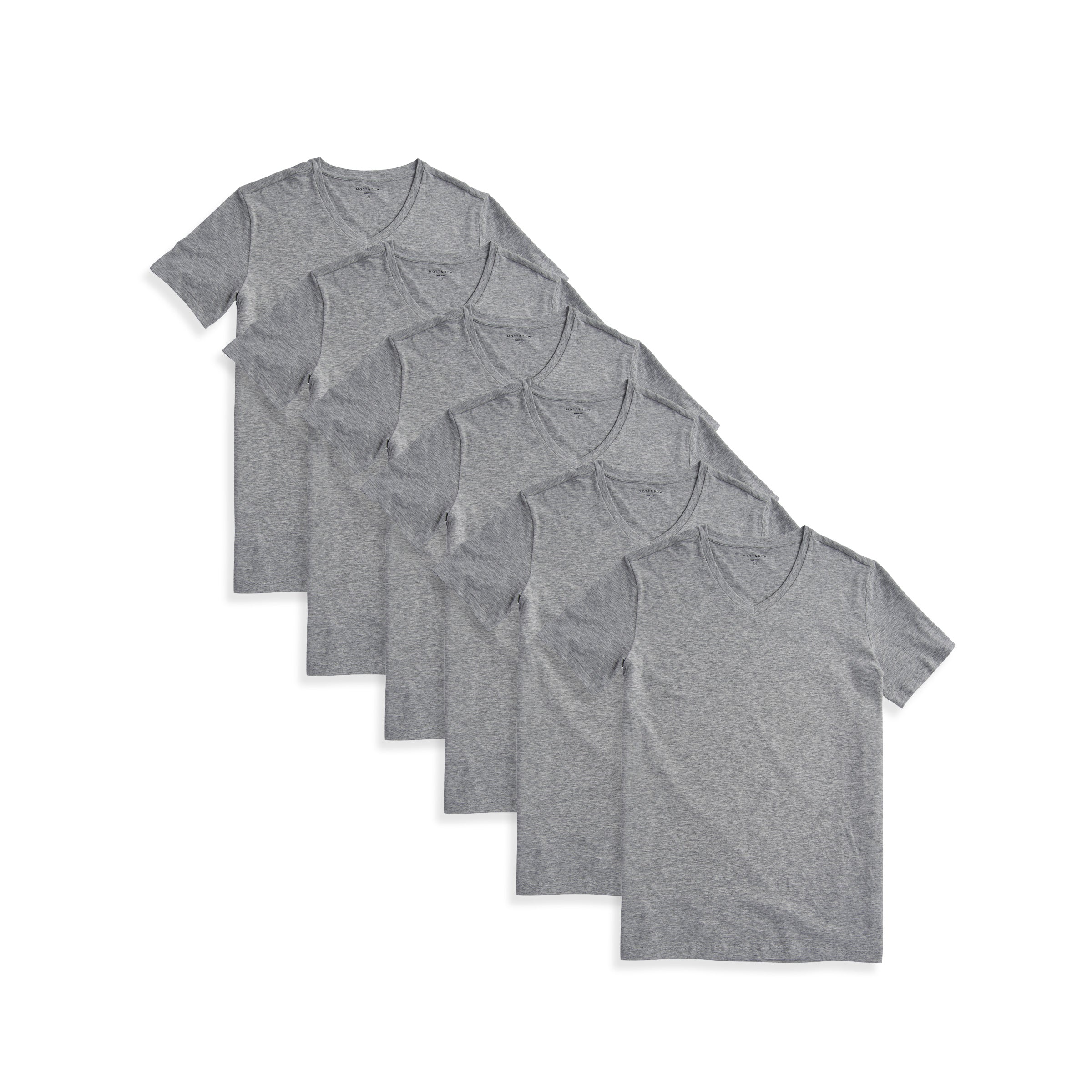  wearing Heather Gray Classic V-Neck Driggs 6-Pack