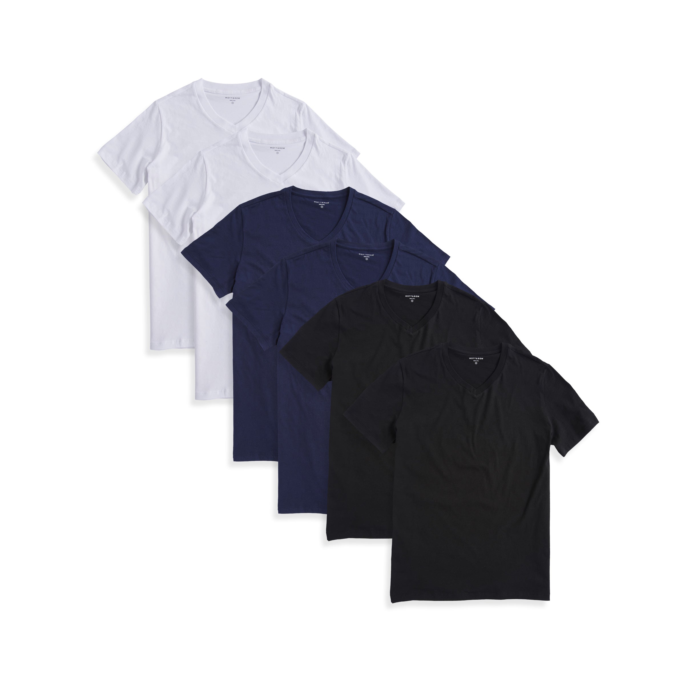  wearing Black/Navy/White Classic V-Neck Driggs 6-Pack