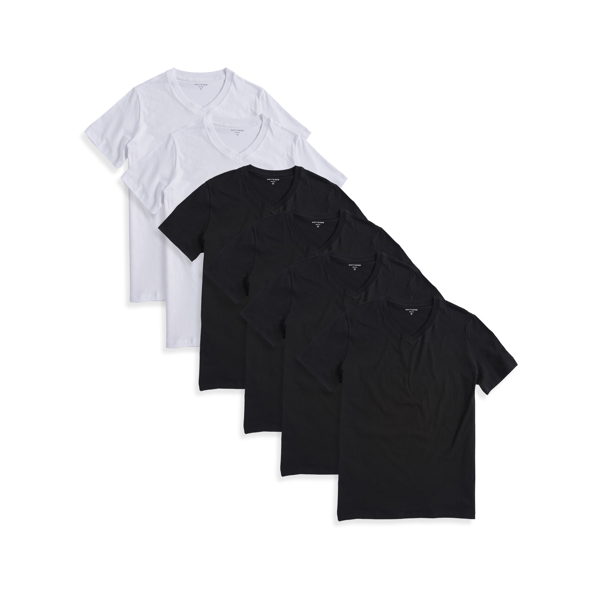  wearing 4 Black/2 White Classic V-Neck Driggs 6-Pack