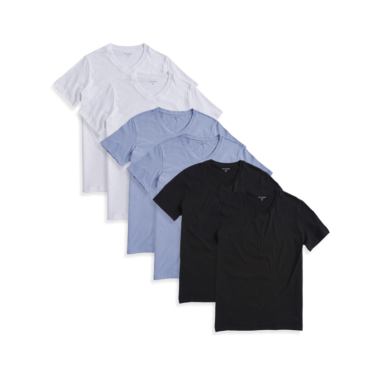  wearing Black/White/California Blue Classic V-Neck Driggs 6-Pack