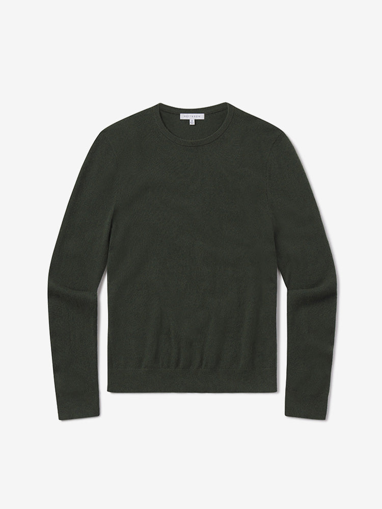 Men wearing Forest Green Classic Cashmere Crew Bergen Sweater