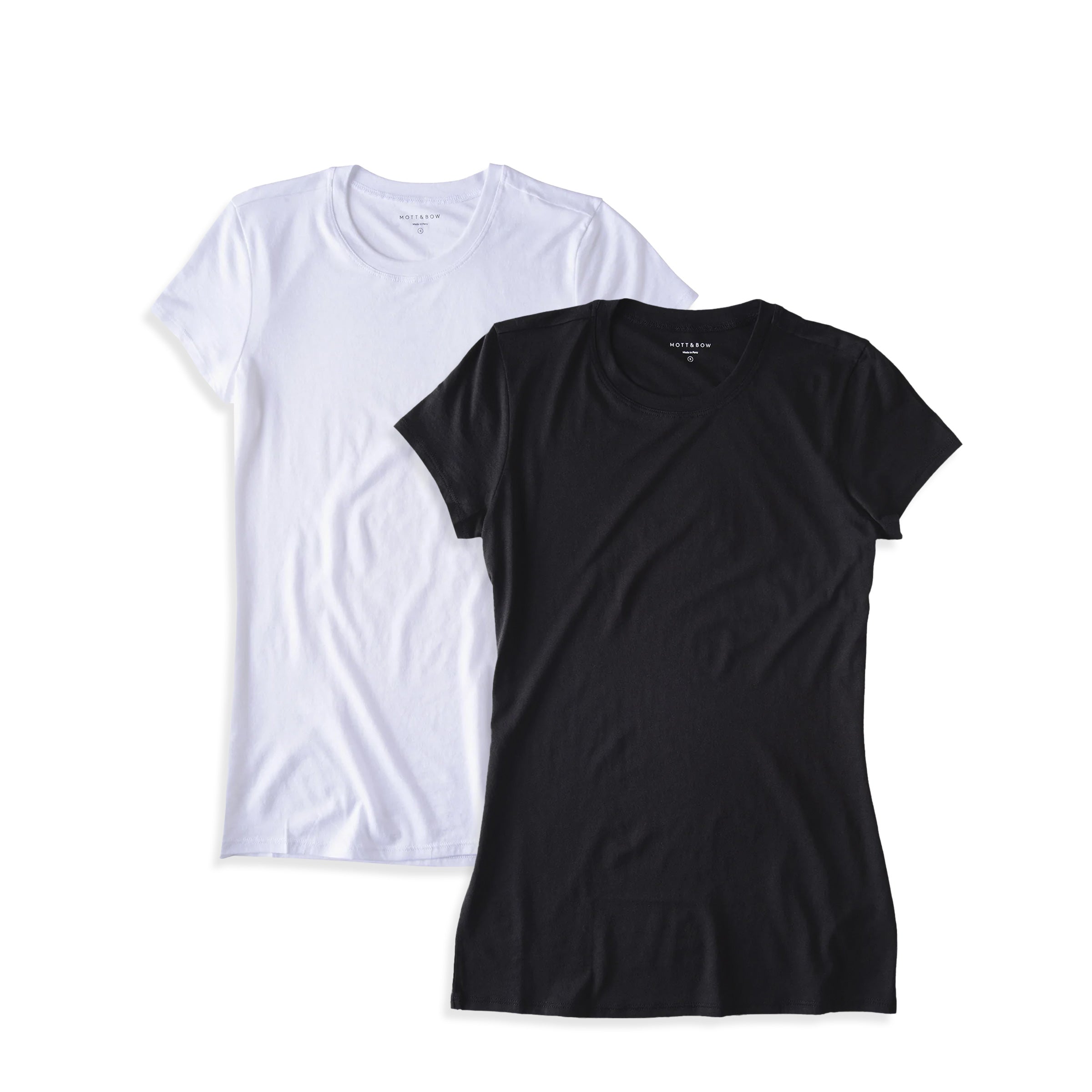 Women wearing White/Black Fitted Crew Marcy 2-Pack