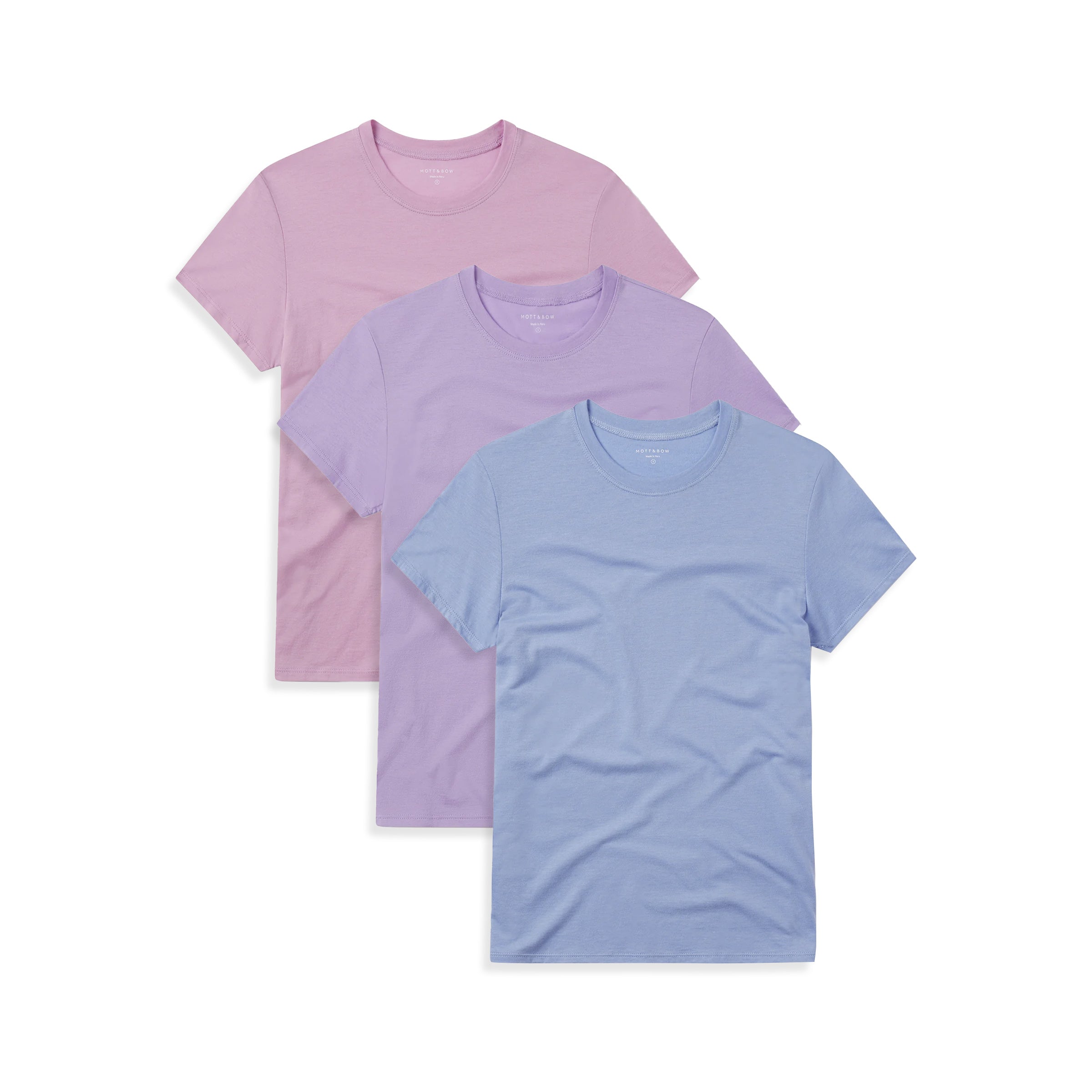  wearing Lilac/Rose Pink/Hydrangea Fitted Crew Marcy 3-Pack