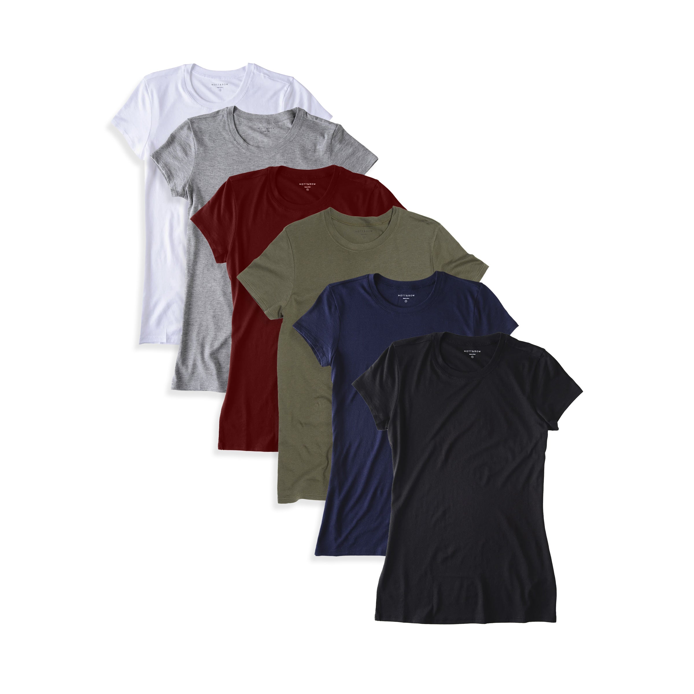  wearing White/Black/Heather Gray/Navy/Military Green/Crimson Fitted Crew Marcy 6-Pack