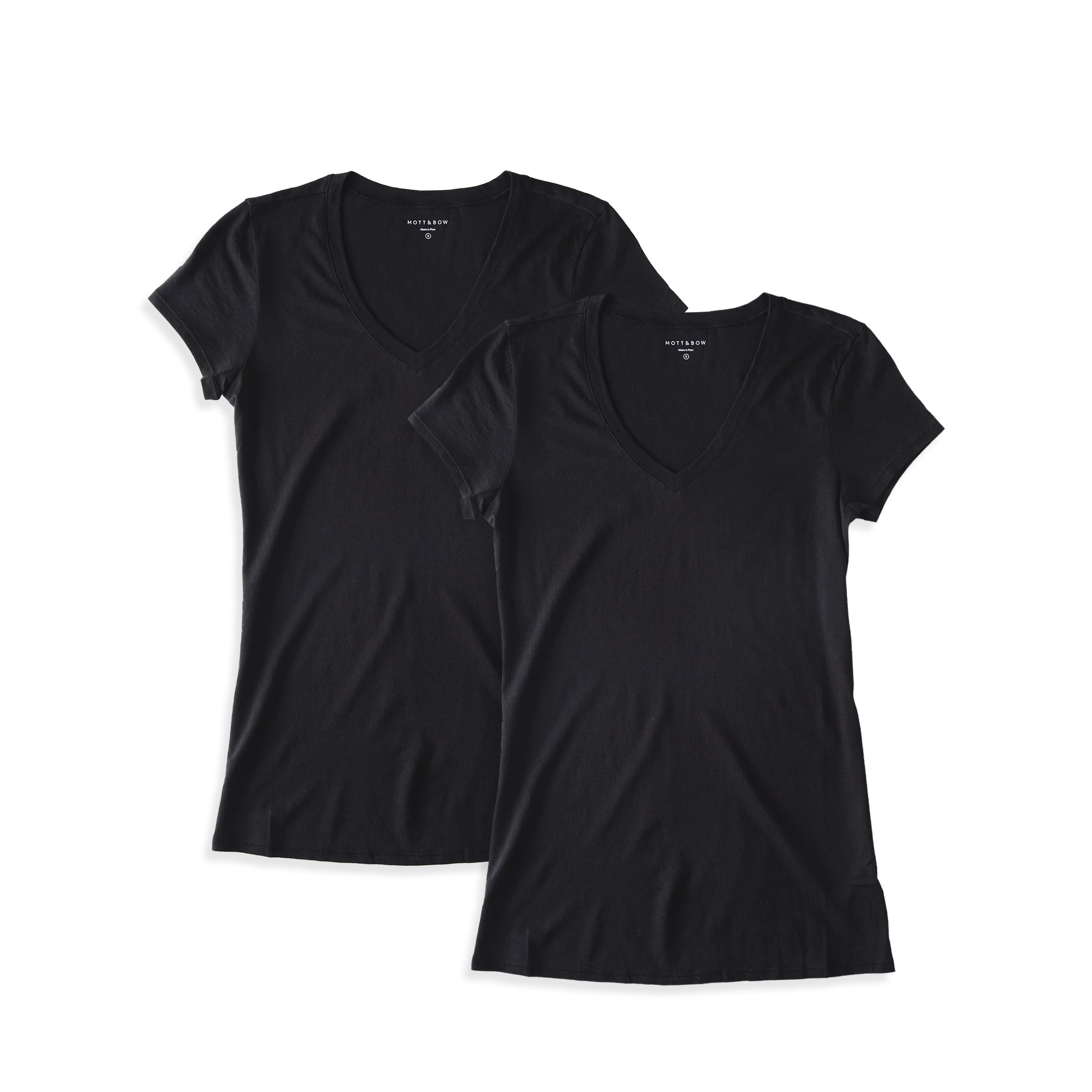 Women wearing Black Fitted V-Neck Marcy 2-Pack