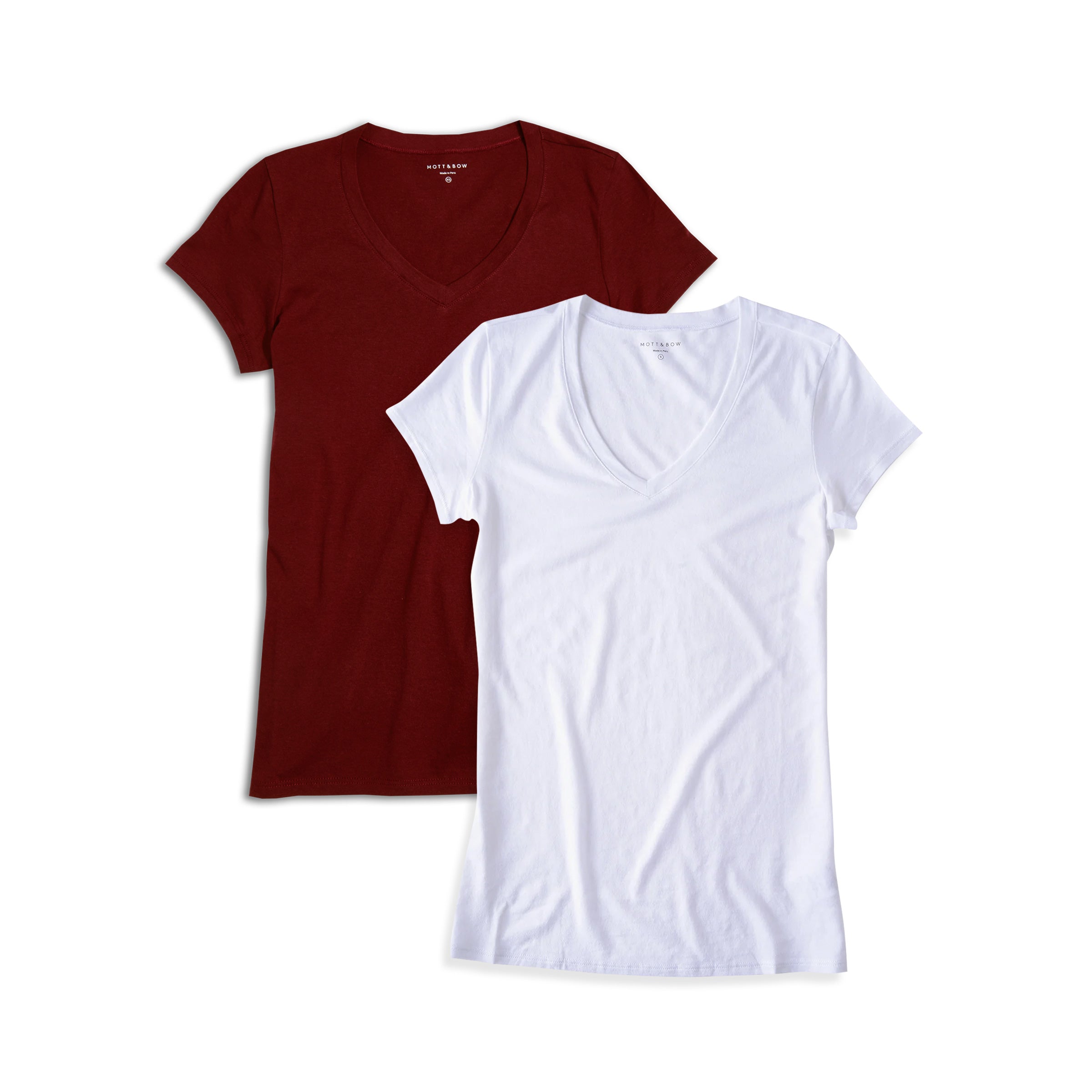 Women wearing Crimson/White Fitted V-Neck Marcy 2-Pack