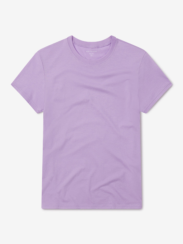 Women wearing Lilac Fitted Crew Marcy Tee