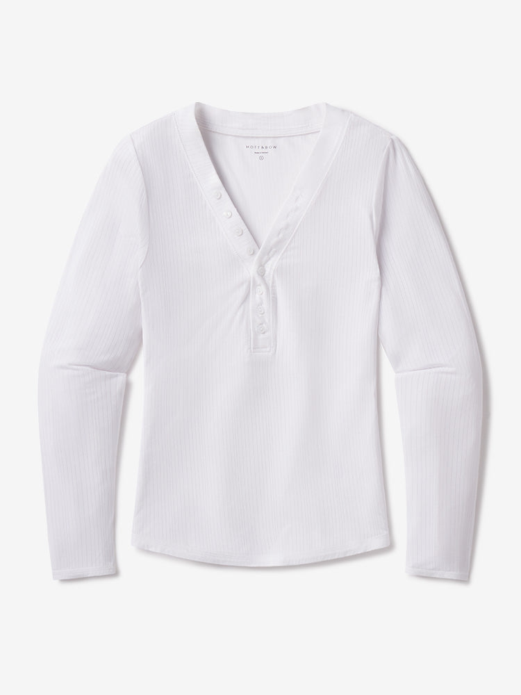 Women wearing White Lounge Long Sleeve Henley