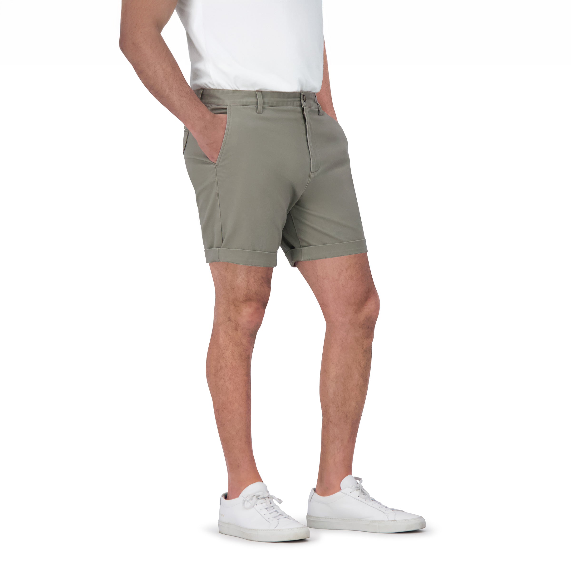 Men wearing Light Sage Stretch Chino Short