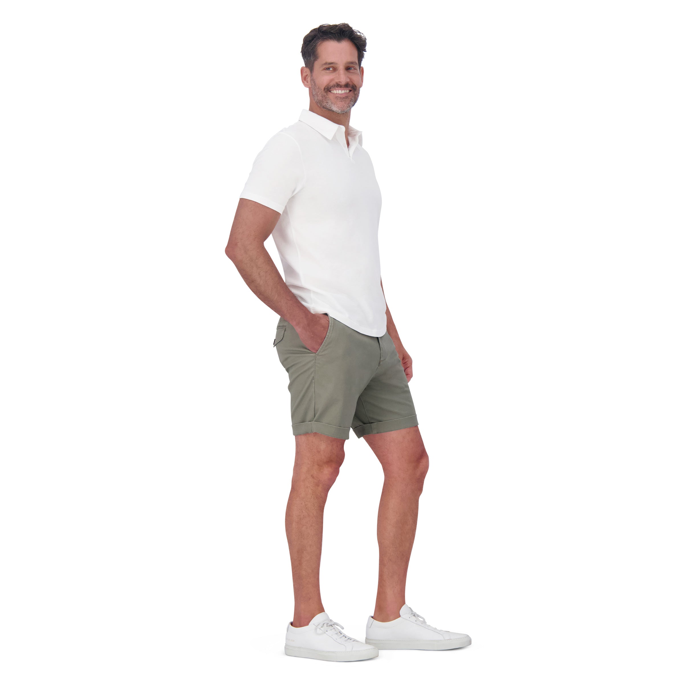 Men wearing Light Sage Stretch Chino Short