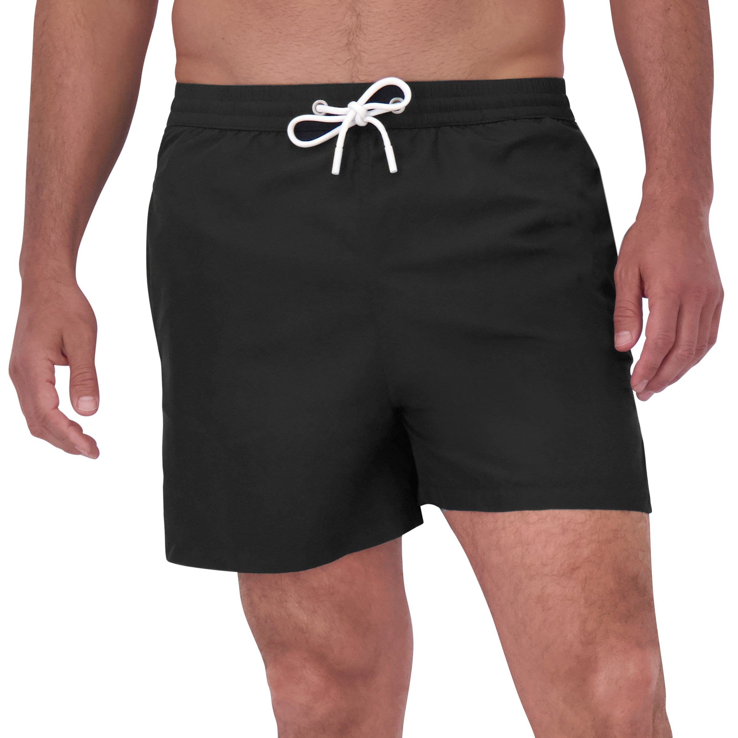 Men wearing Black Swim Trunk