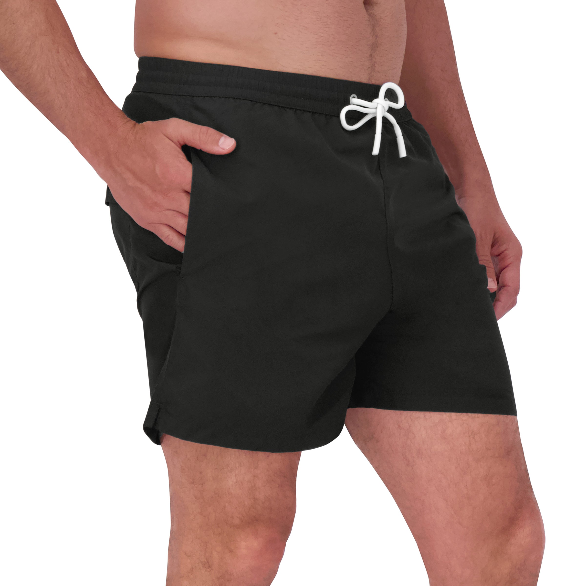 Men wearing Black The Swim Trunk