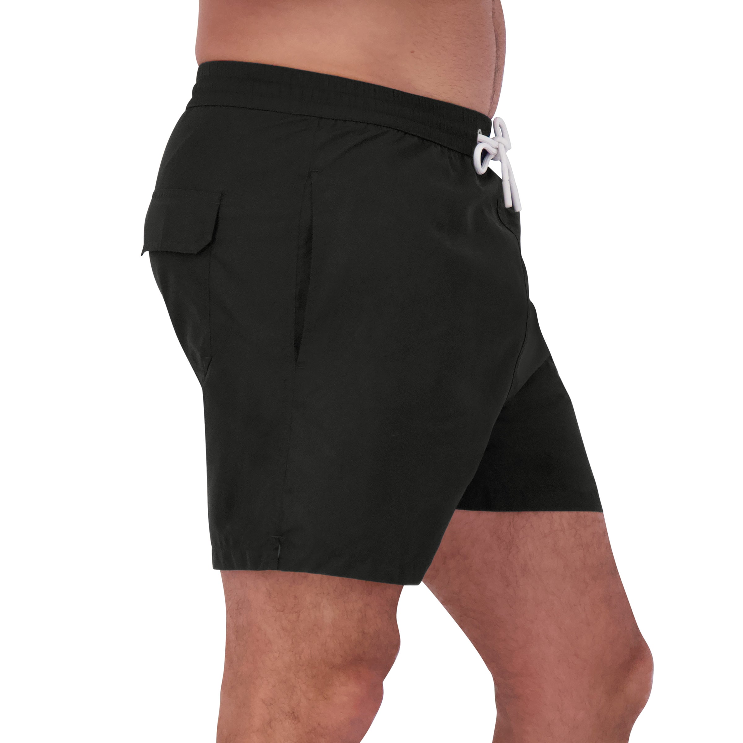 Men wearing Black The Swim Trunk