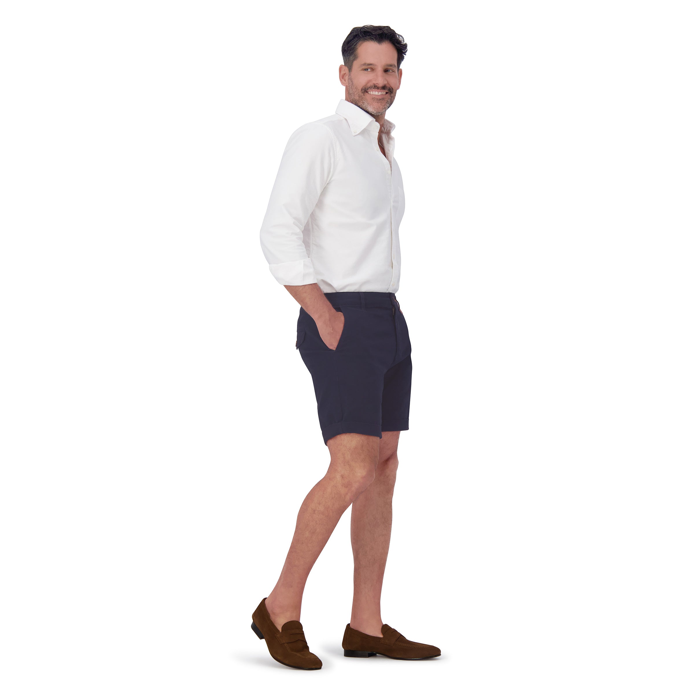 Men wearing Navy Stretch Chino Short