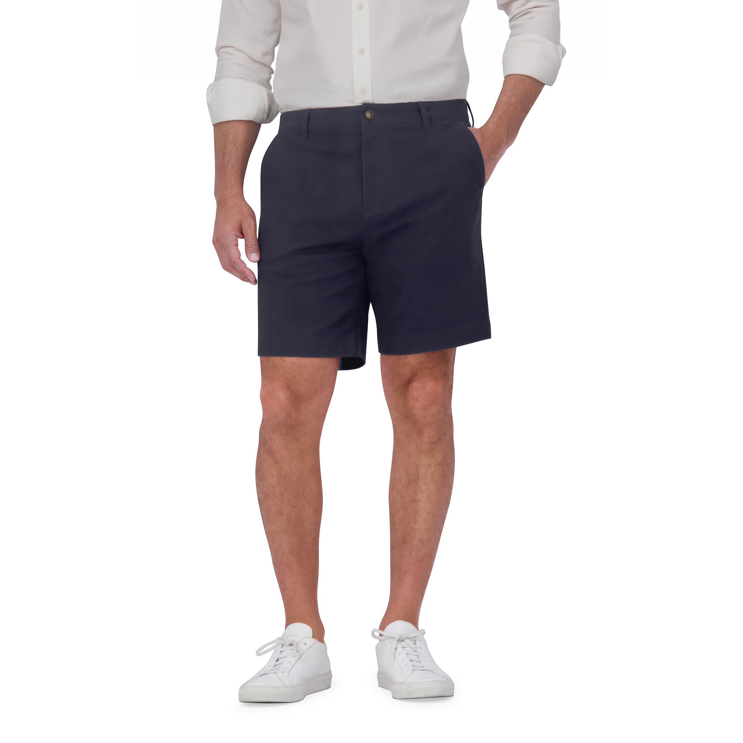 Men wearing Navy Stretch Chino Short