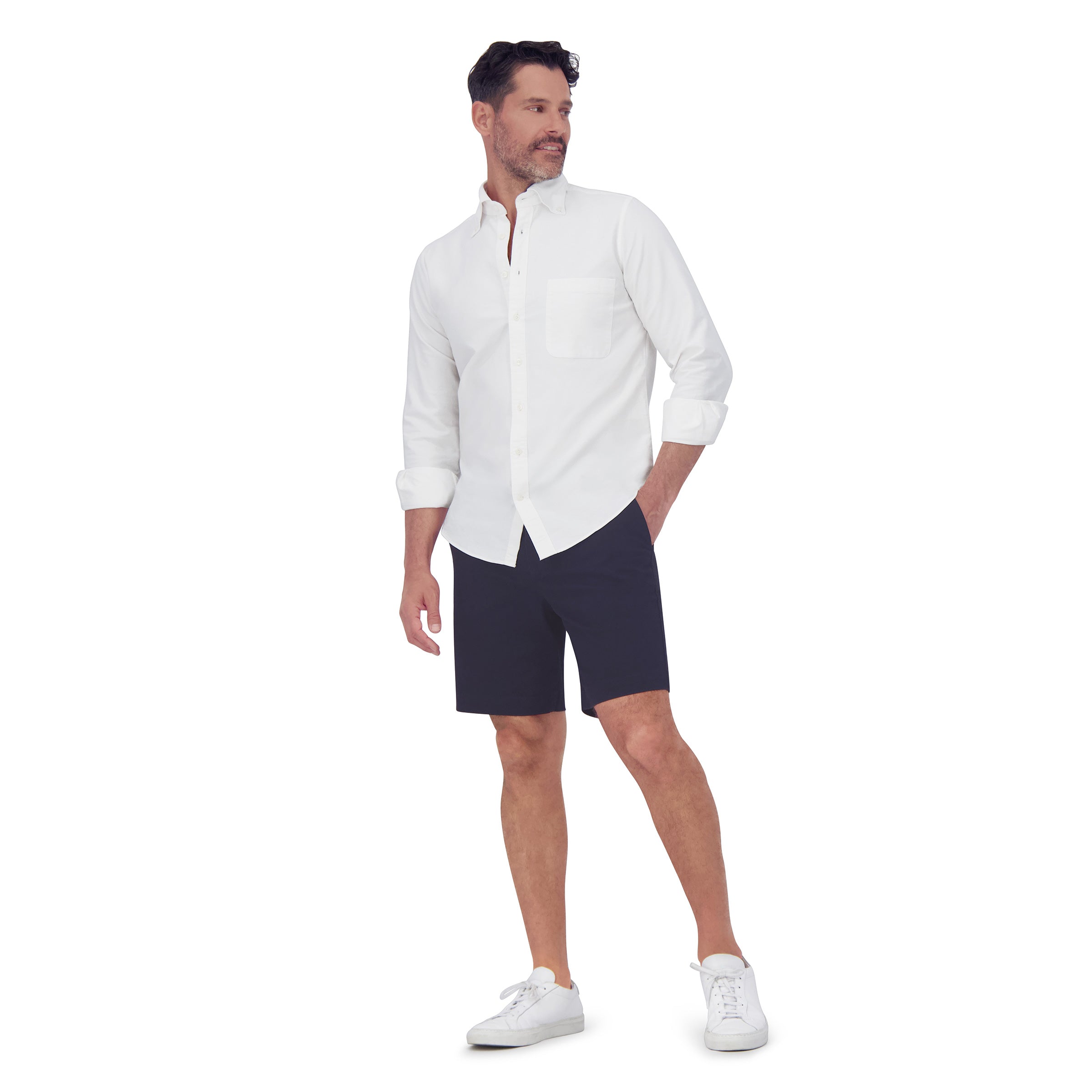 Men wearing Navy Stretch Chino Short