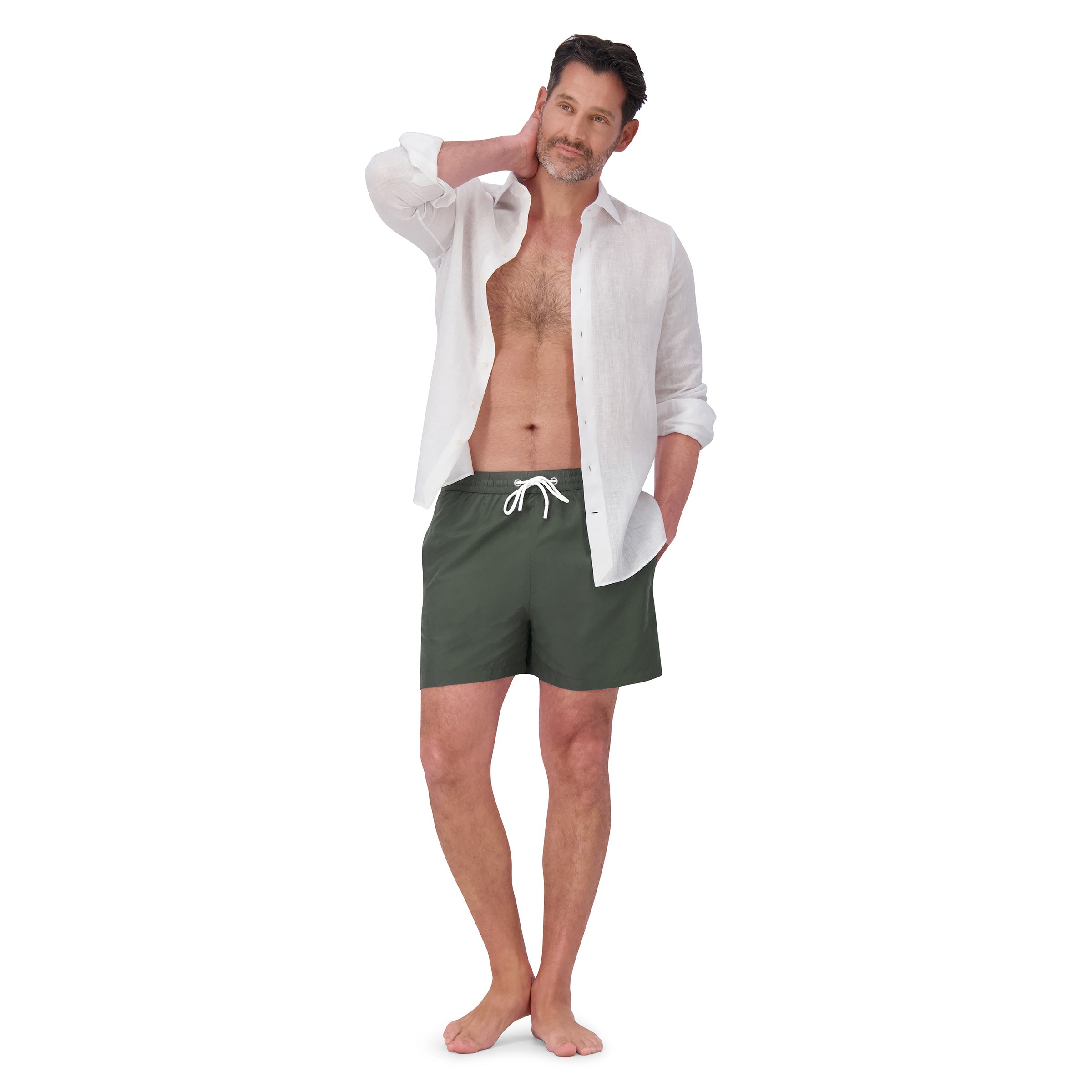 Men wearing Olive The Swim Trunk