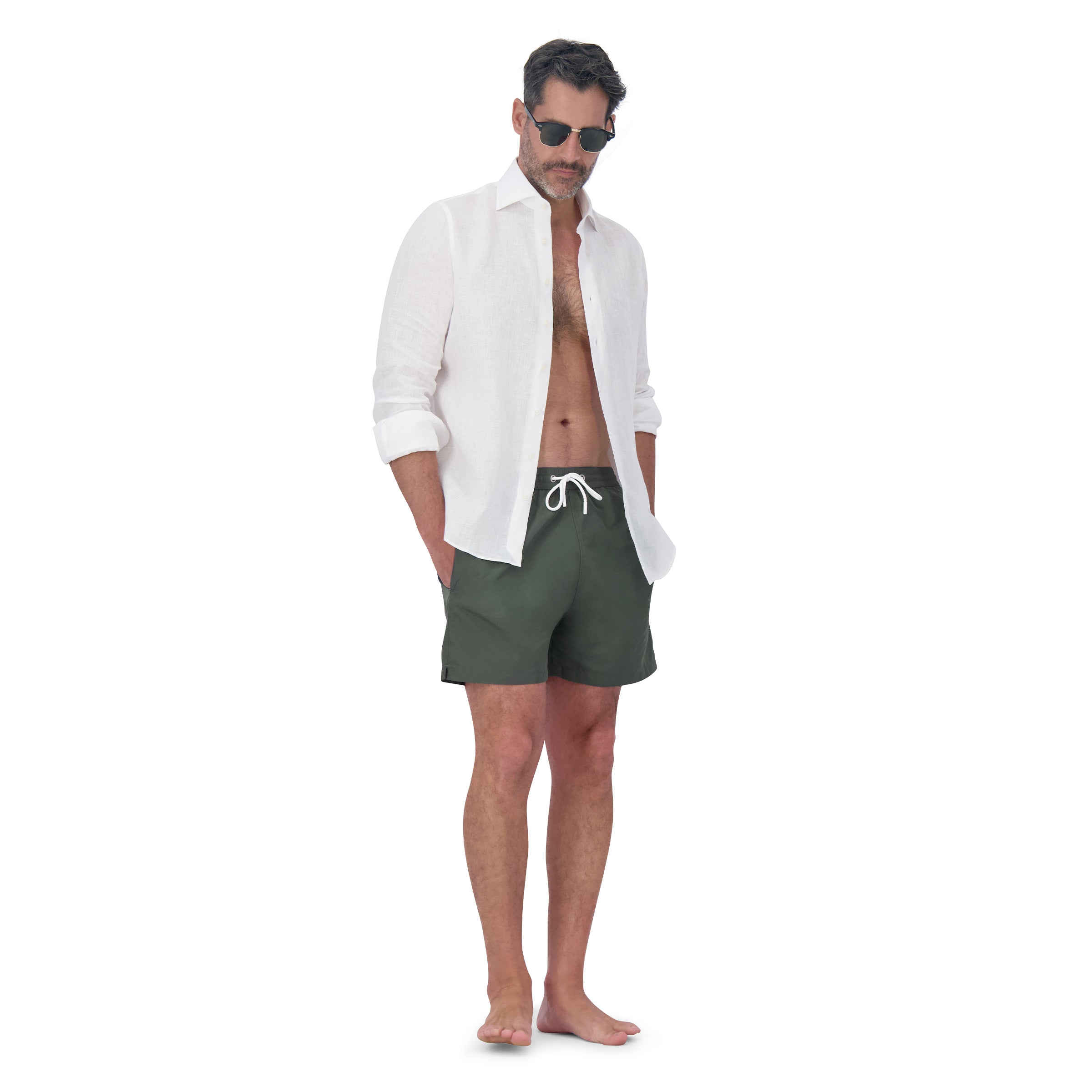 Men wearing Olive The Swim Trunk