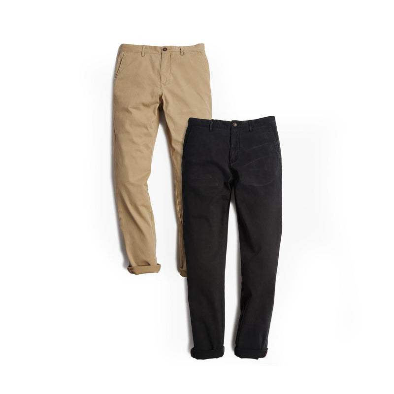  wearing Khaki/Black The Twill Chino Charles 2-Pack