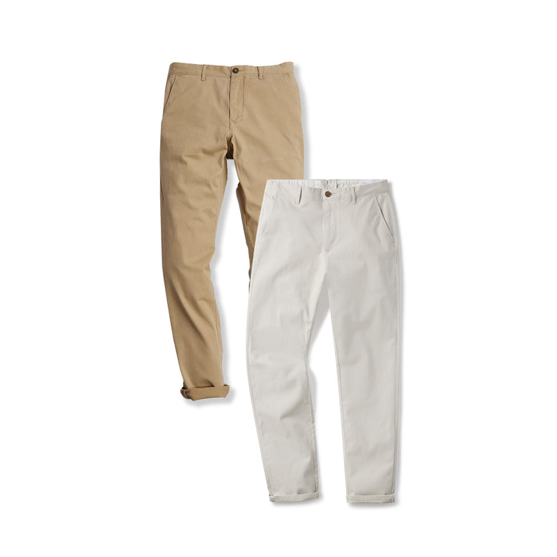  wearing Khaki/Beige The Twill Chino Charles 2-Pack