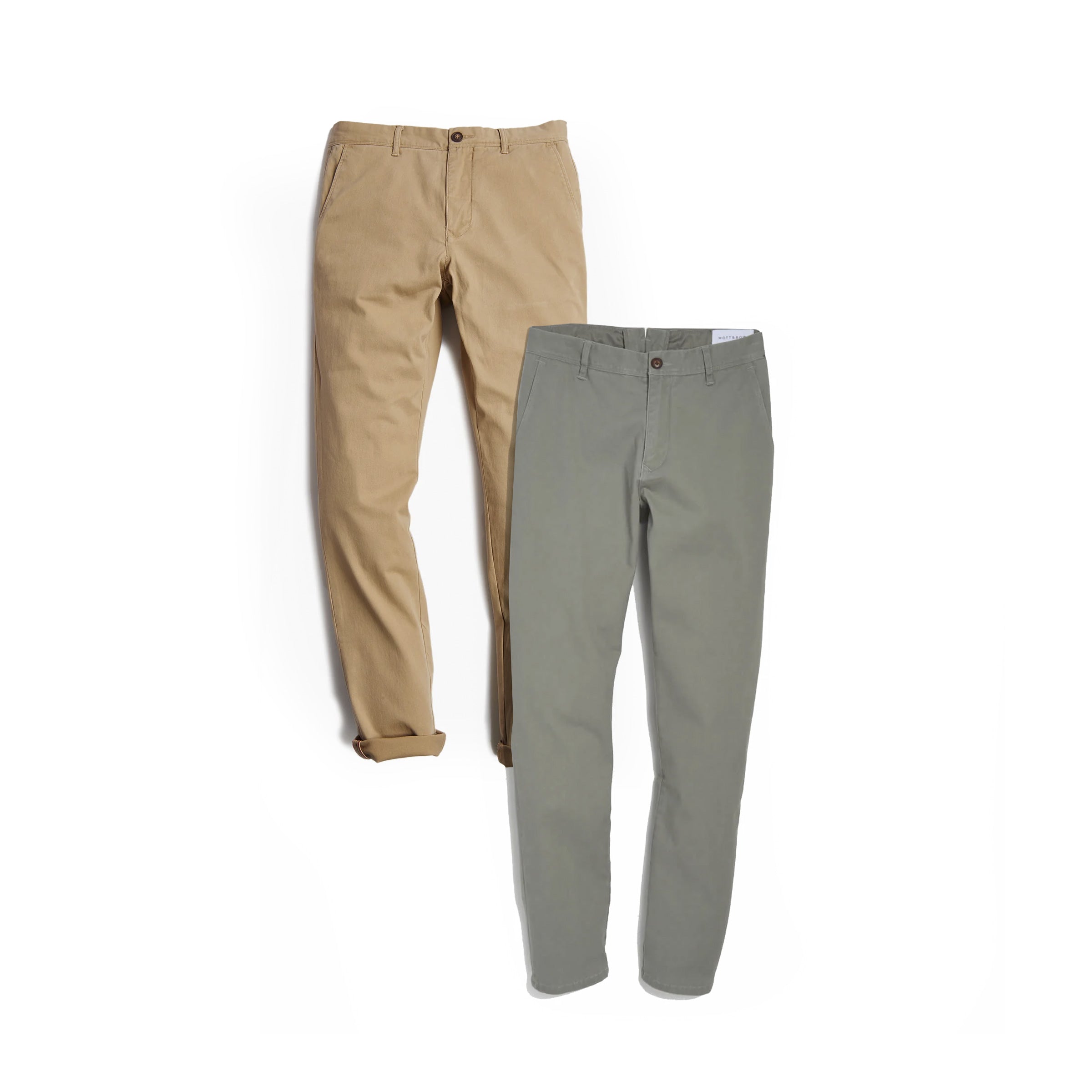  wearing Light Gray/Khaki The Twill Chino Charles 2-Pack