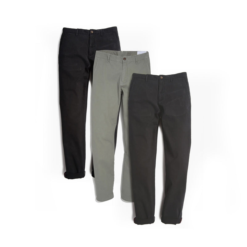  wearing Light Gray/Dark Gray/Black The Twill Chino Charles 3-Pack