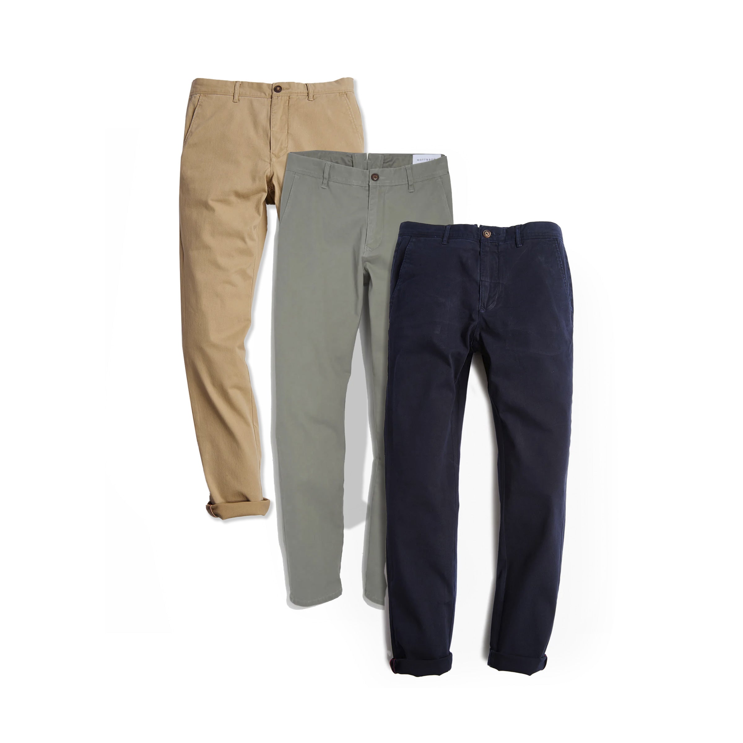  wearing Navy/Light Gray/Khaki The Twill Chino Charles 3-Pack