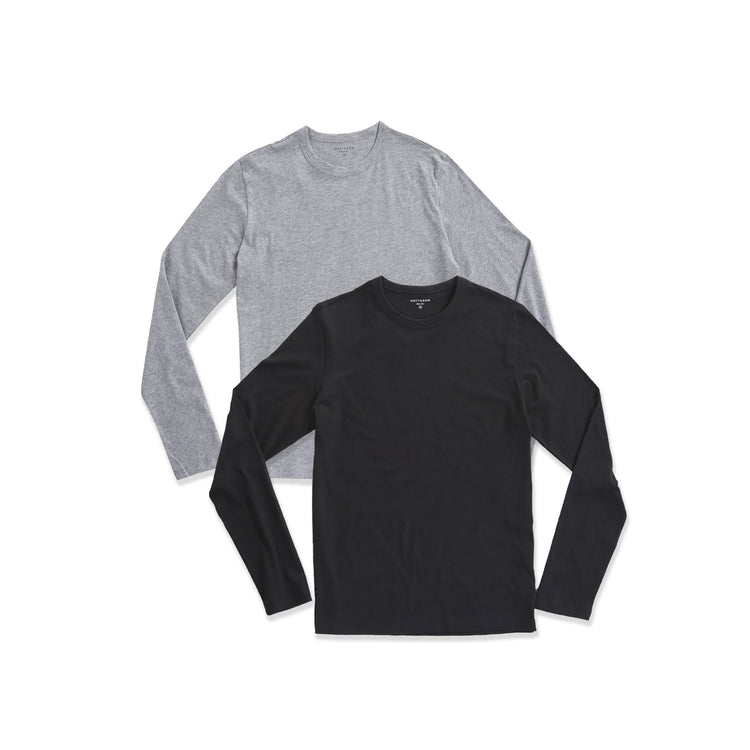  wearing Black/Heather Gray Long Sleeve Crew Tee Driggs 2-Pack