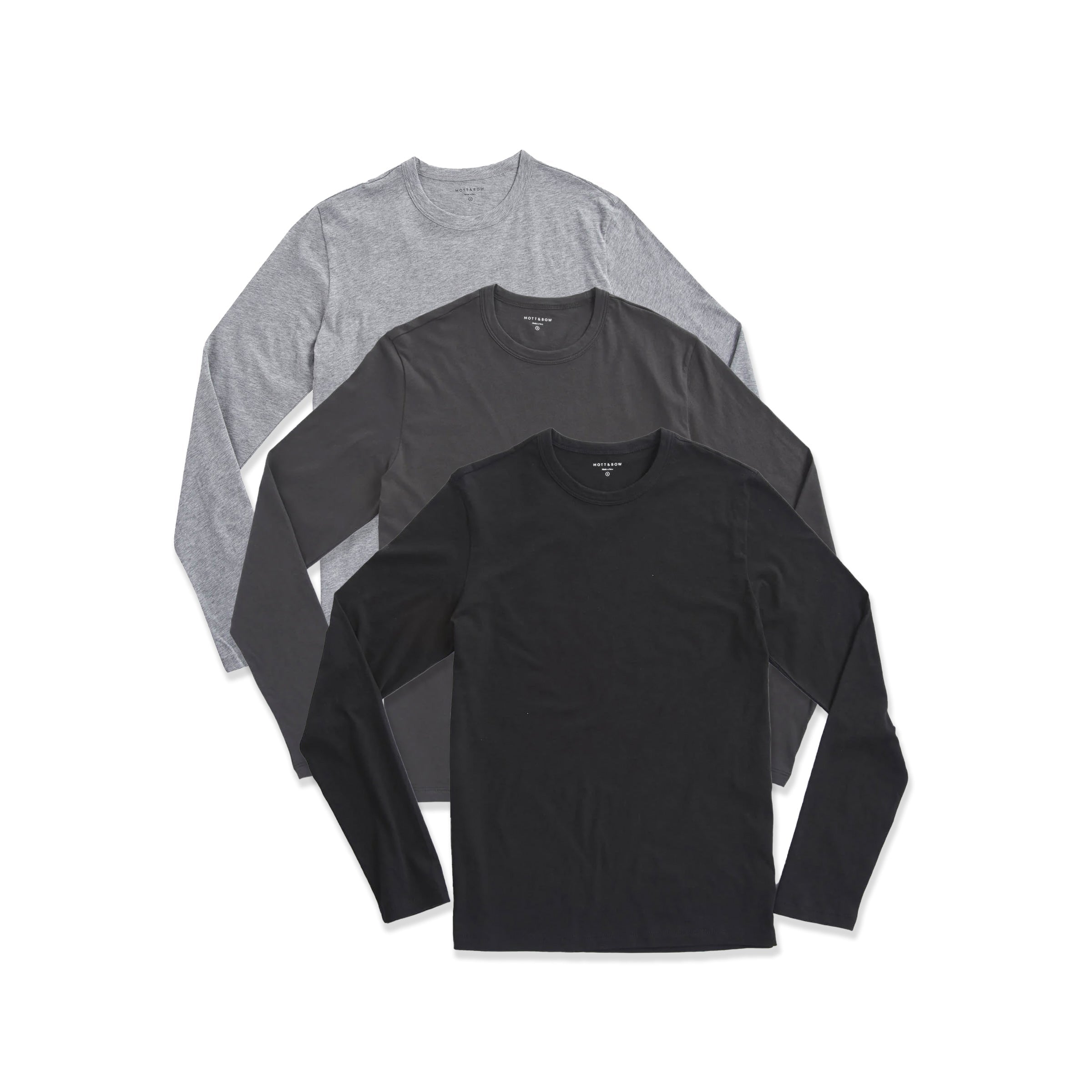  wearing Heather Gray/Dark Gray/Black Long Sleeve Crew Tee Driggs 3-Pack