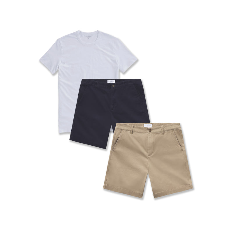 Men wearing Default Title Set 18: 2 pair of Stretch Shorts + 1 Driggs Tee