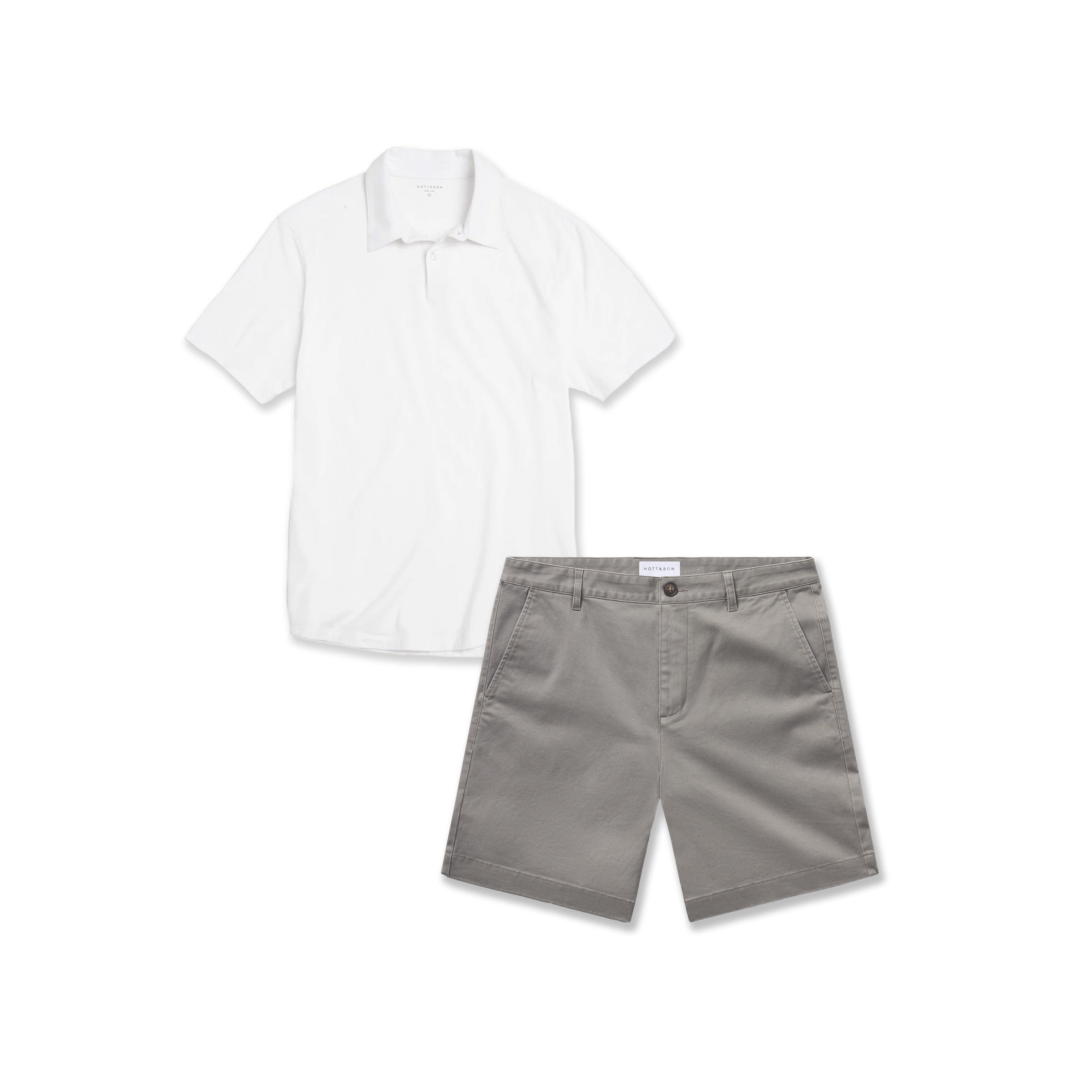 Men wearing Default Title Set 19: 1 pair of Stretch Shorts + 1 Polo