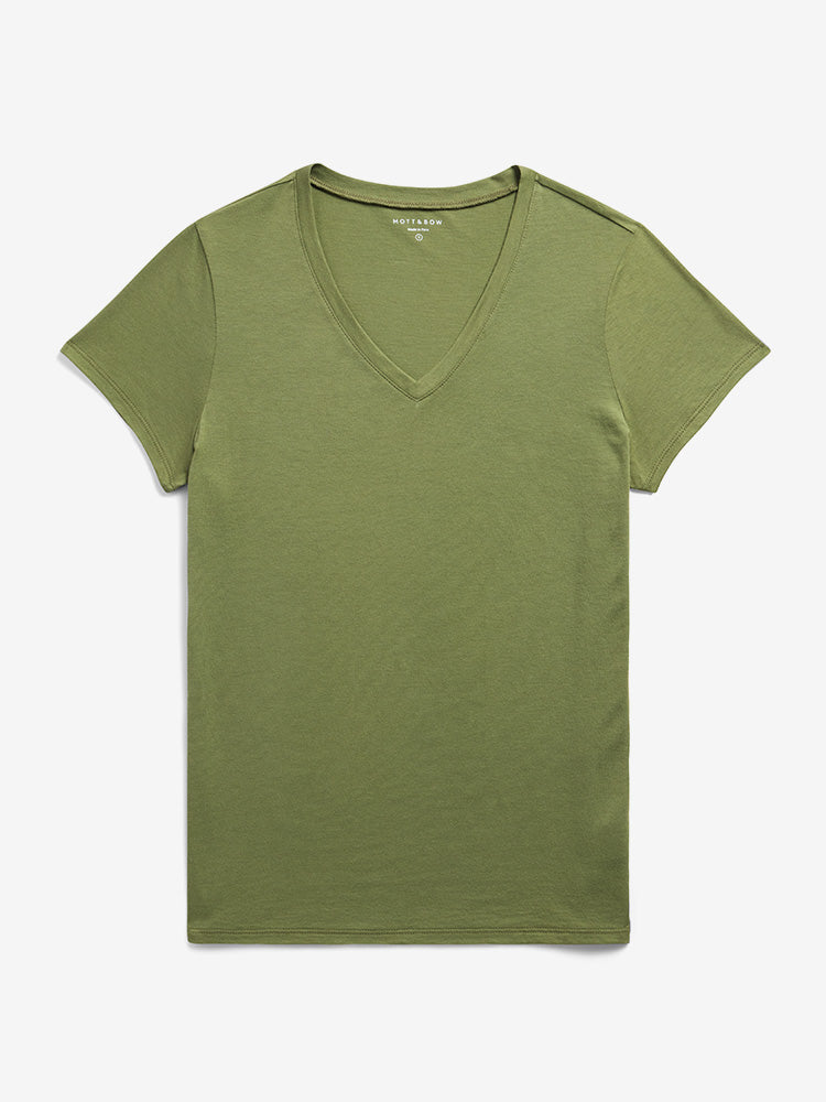 Women wearing Rosemary Fitted V-Neck Marcy Tee