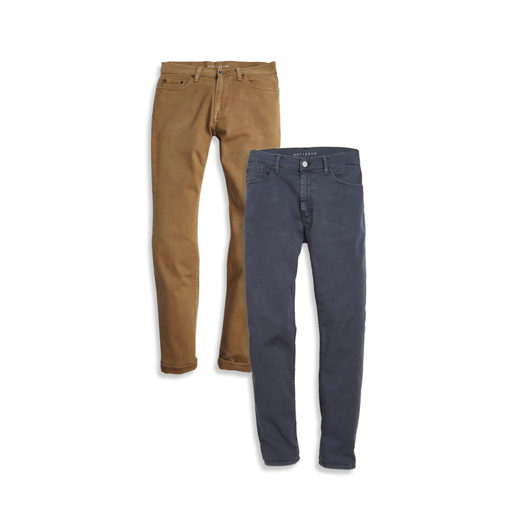 Men wearing Khaki/Slate Slim Mercer Jeans 2-Pack