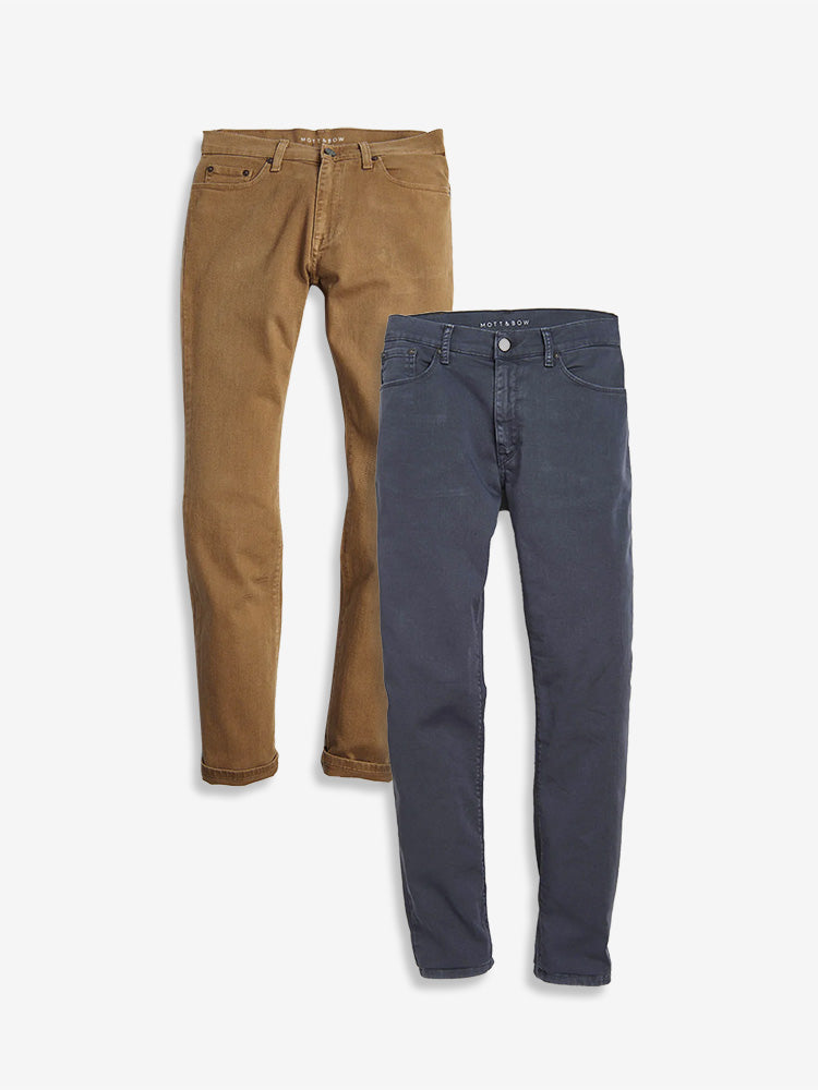 Men wearing Khaki/Slate Slim Mercer Jeans 2-Pack