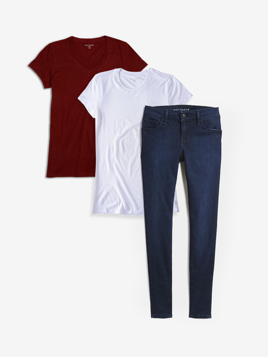 Set 02: 2 Marcy Tees + 1 pair of Jeans femmes