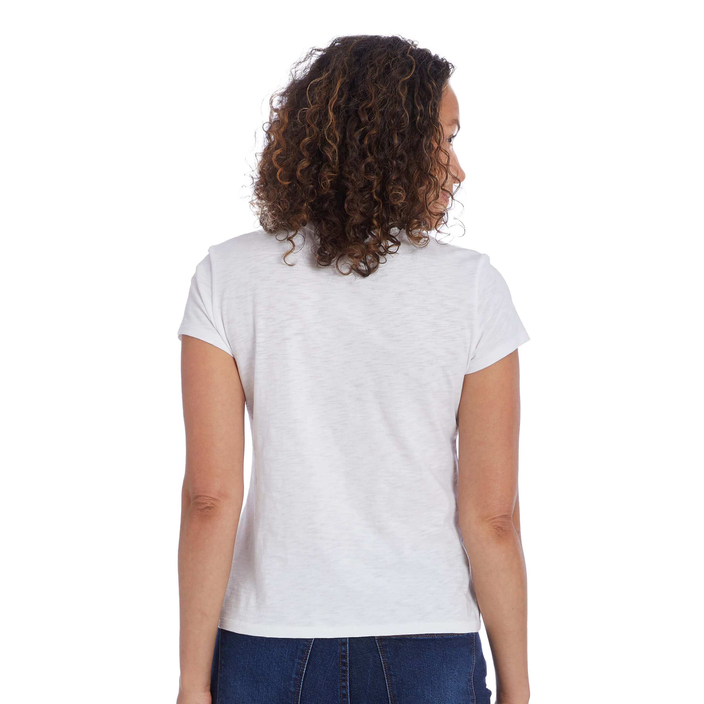 Women wearing Blanco Classic Crew Slub Tee