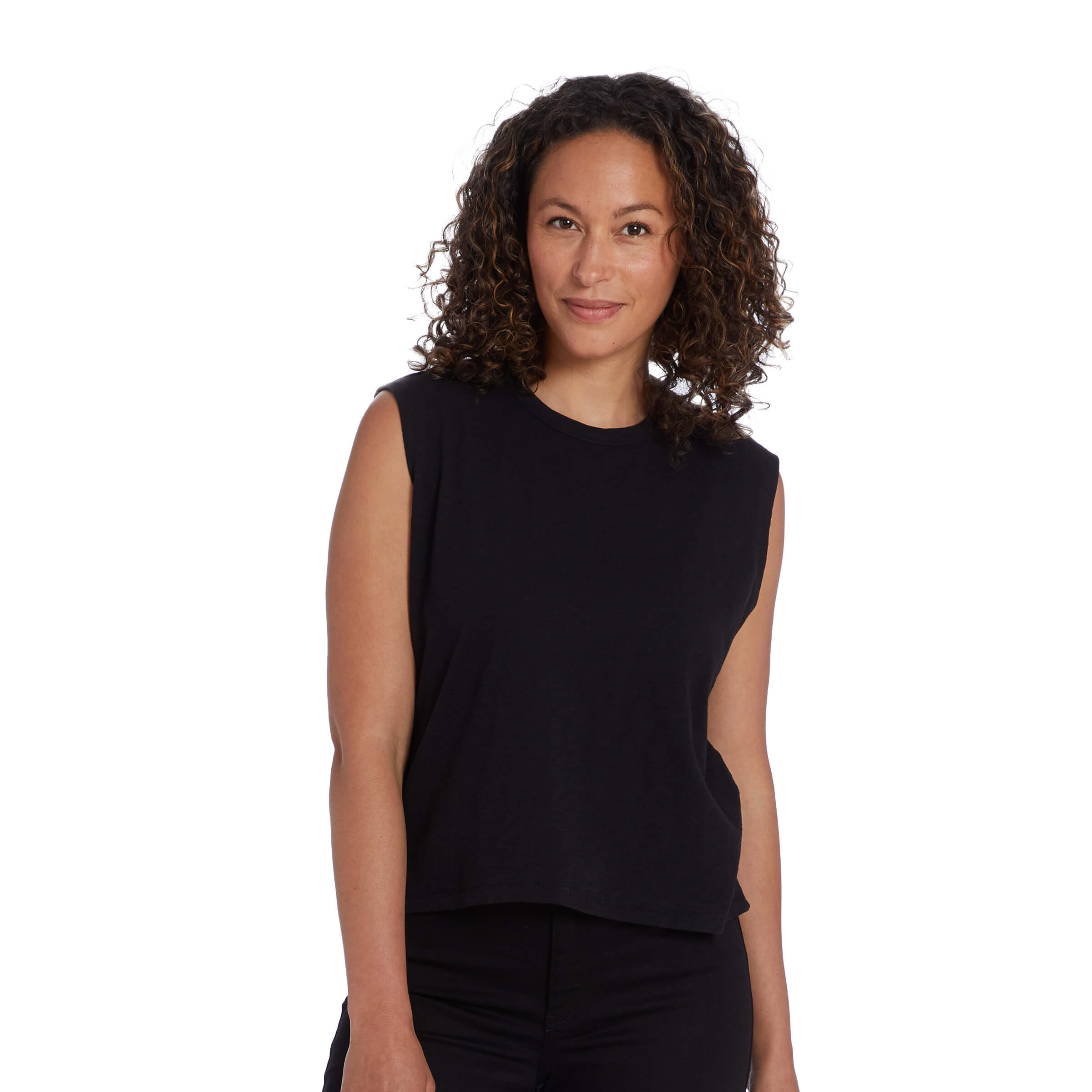 Women wearing Negro Relaxed Slub Tank Tee