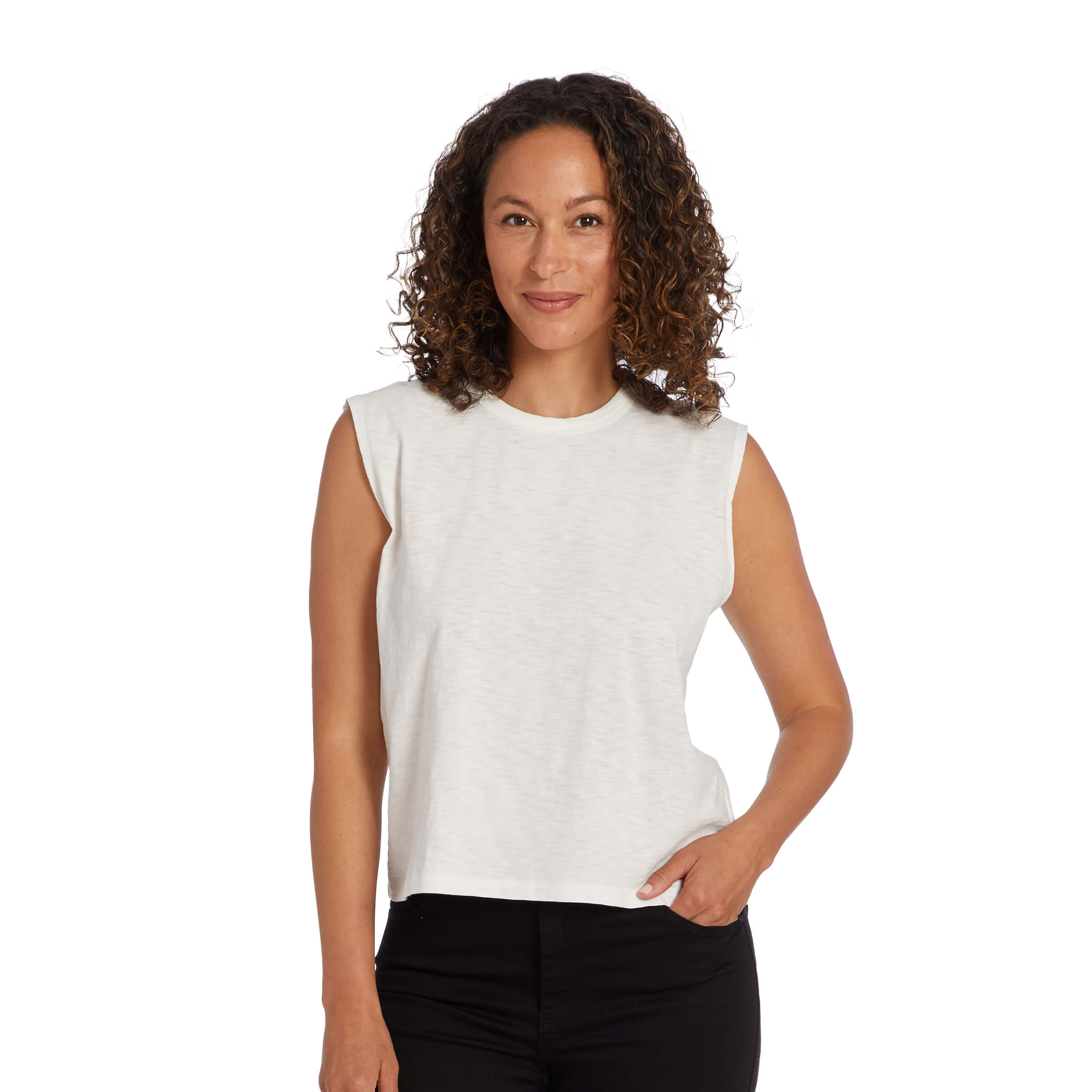 Women wearing Hueso Relaxed Slub Tank Tee