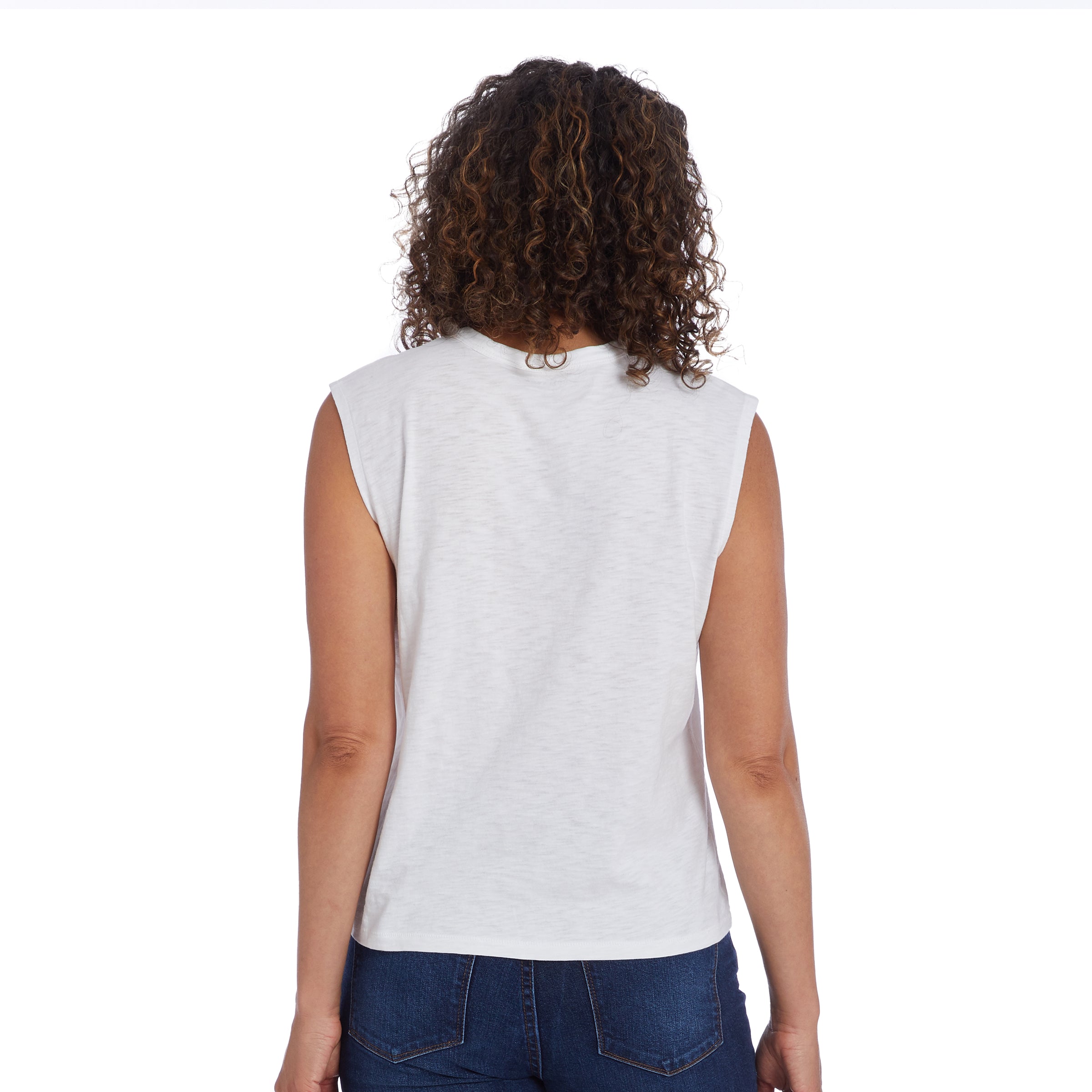 Women wearing White Relaxed Slub Tank Tee