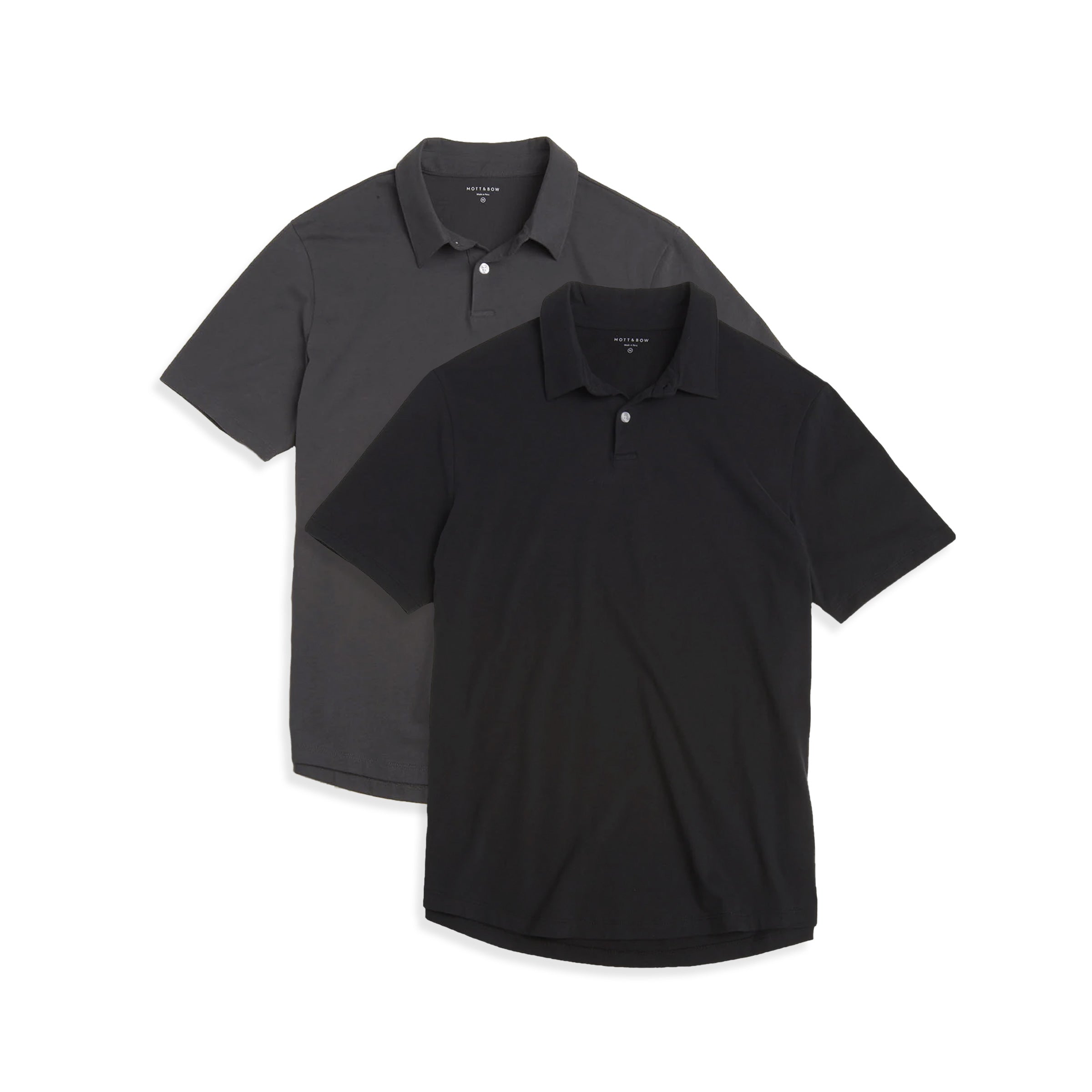  wearing Black/Dark Gray Jersey Sueded Polo 2-Pack