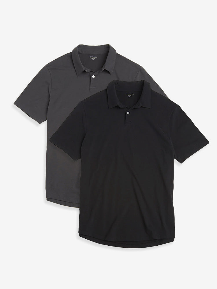 Men wearing Black/Dark Gray Jersey Sueded Polo 2-Pack