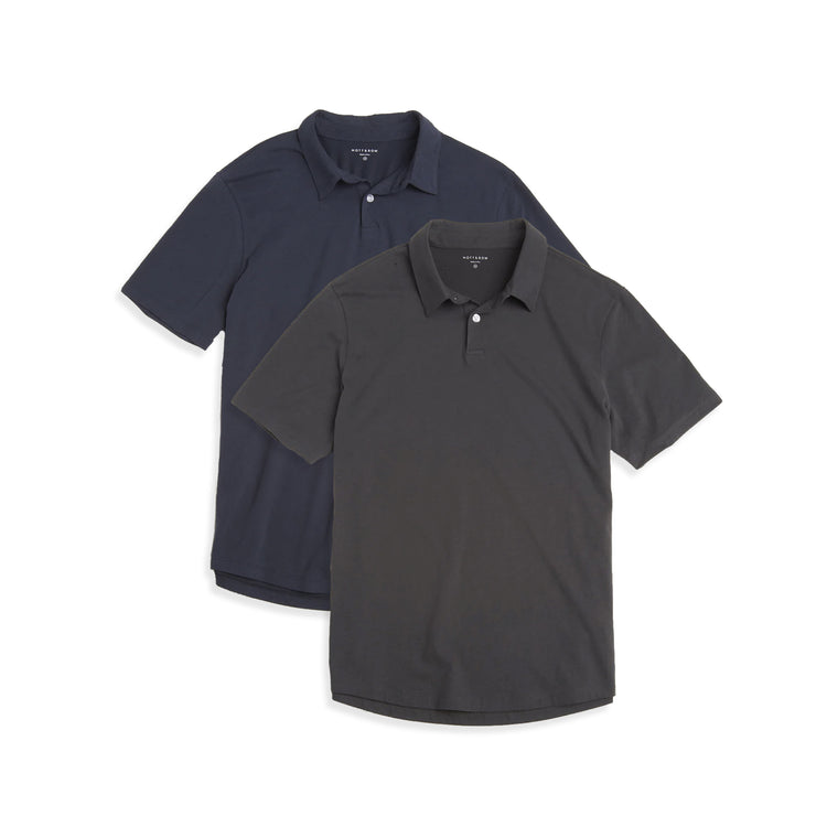  wearing Navy/Dark Gray Jersey Sueded Polo 2-Pack