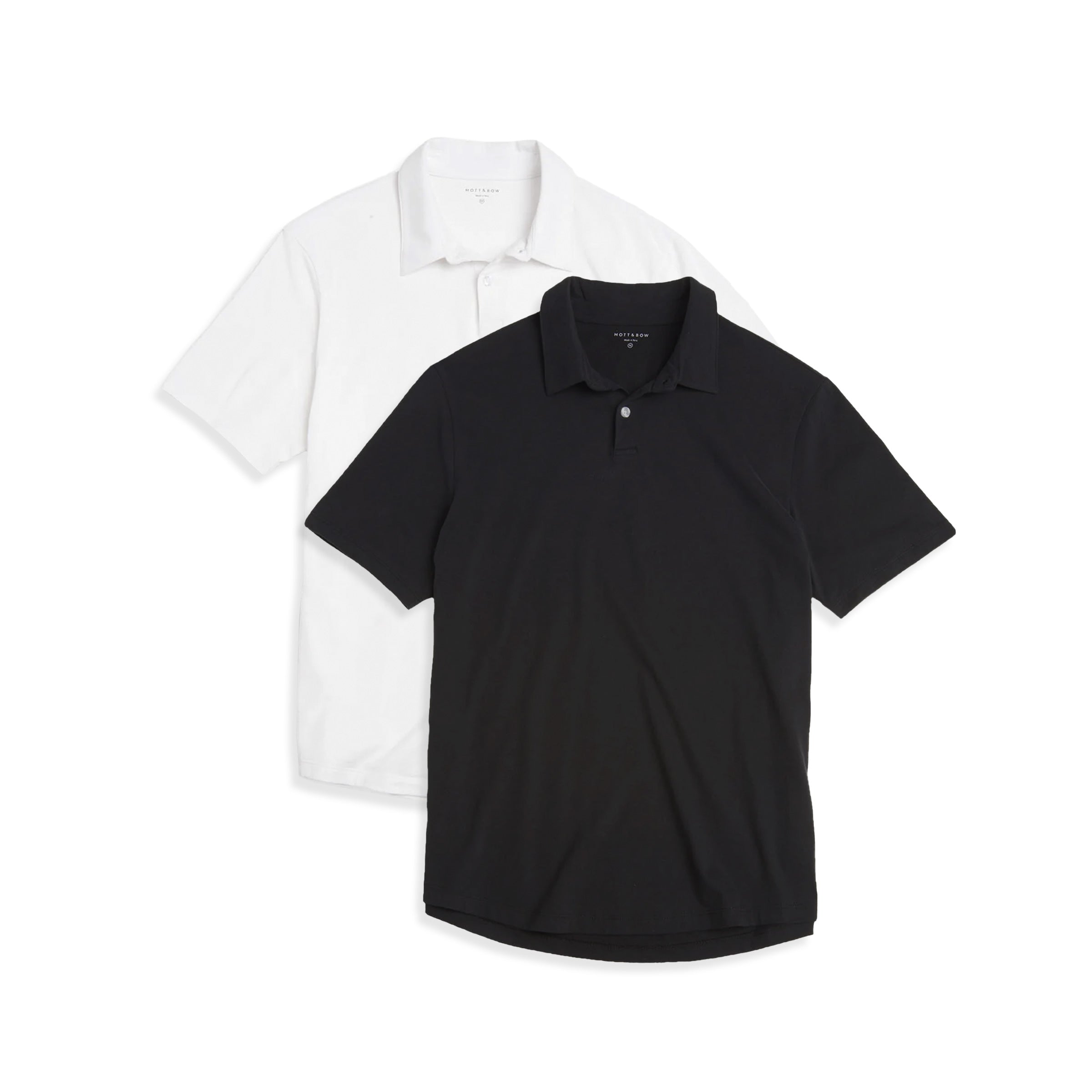  wearing White/Black Jersey Sueded Polo 2-Pack