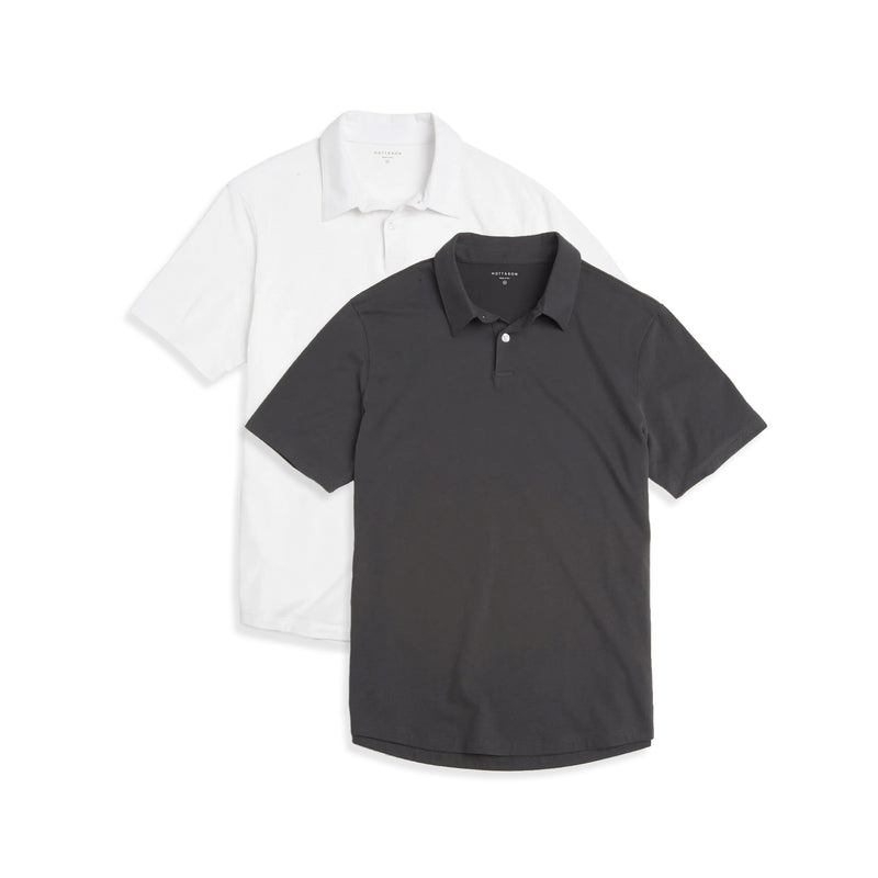  wearing White/Dark Gray Jersey Sueded Polo 2-Pack