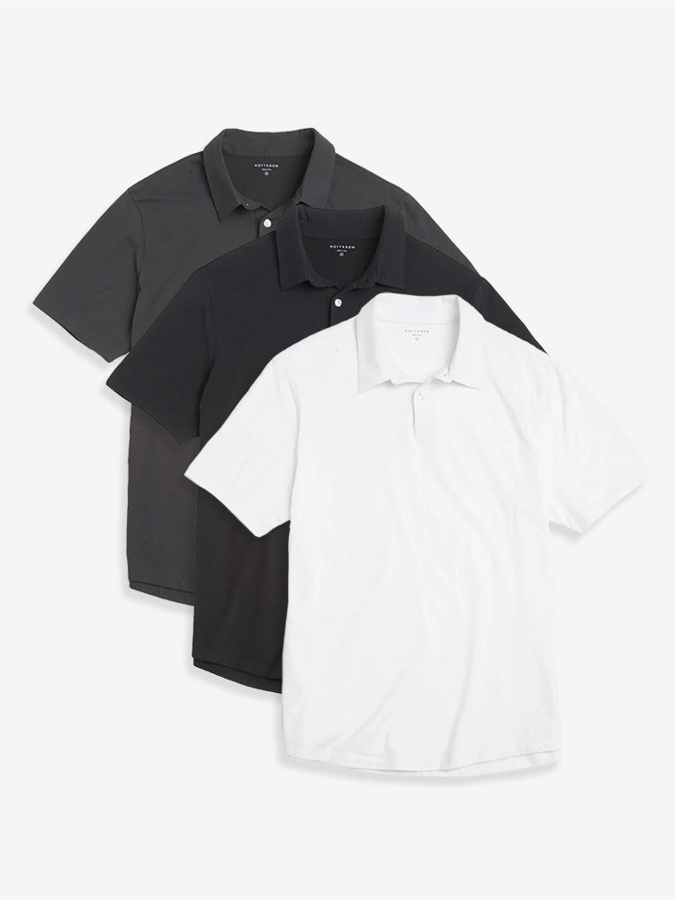 Men wearing Blanco/Negro/Gris oscuro Jersey Sueded Polo 3-Pack hombre