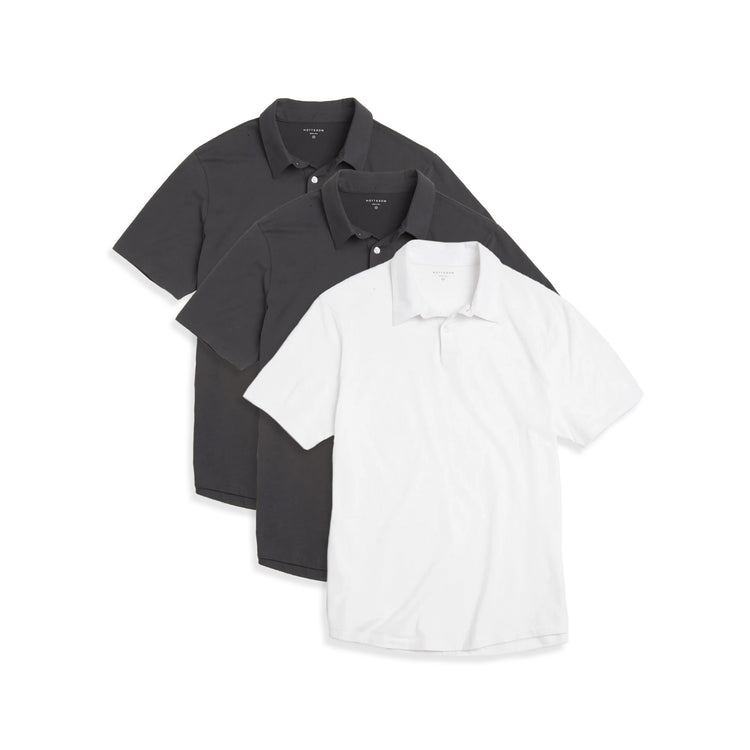  wearing White/Dark Gray/Dark Gray Jersey Sueded Polo 3-Pack