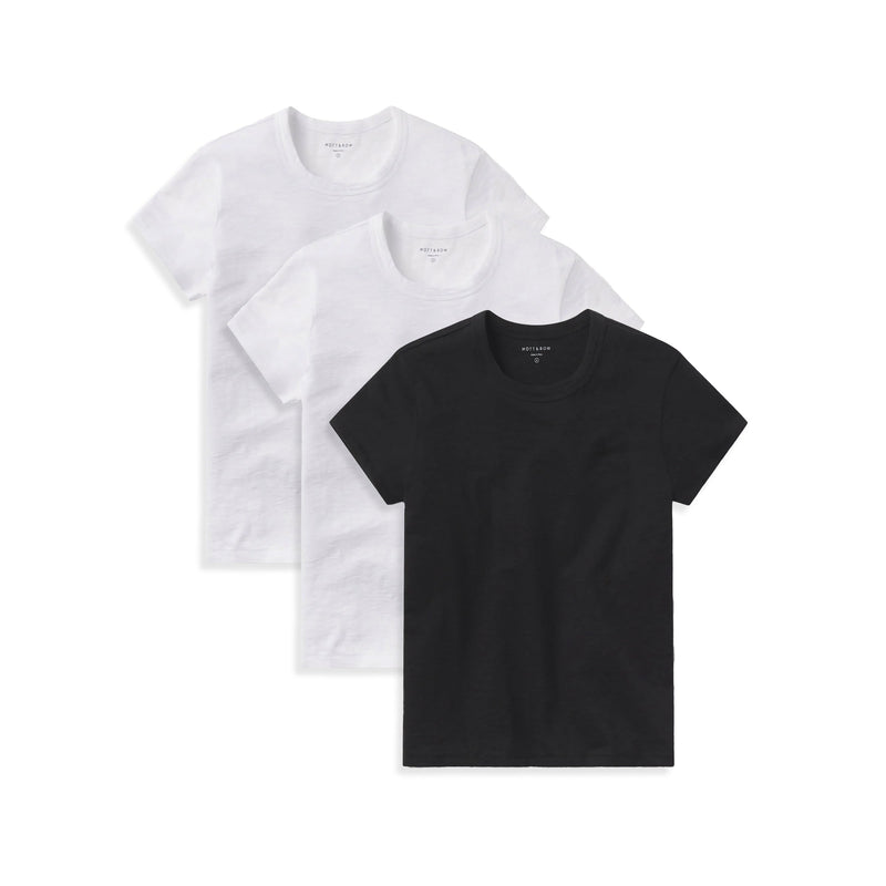  wearing White/White/Black Classic Crew Slub 3-Pack